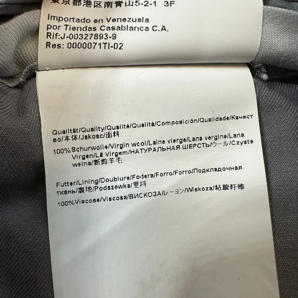 Boss Hugo Boss Flat Dress Pants Men's Size 36x32 Gray Wool Trousers